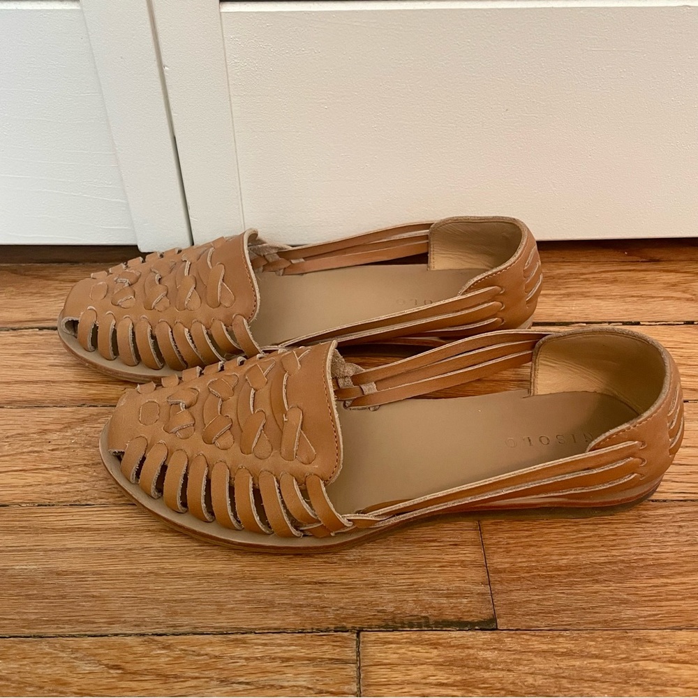 Nisolo Huarache Woven Sandal Almond Brown Tan Size 7